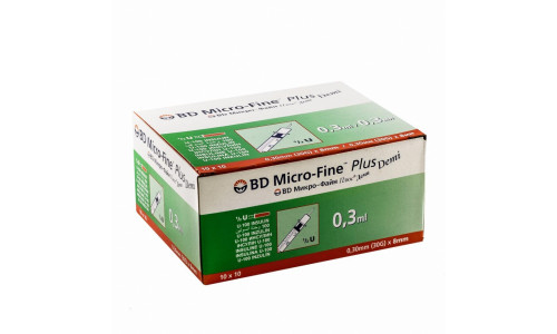 Шприц инсулиновый BD MICRO-FINE Plus с иглой U-100 0,3ml